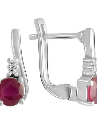 Серебряные серьги komilfo с натуральным рубином 1.544ct (2127574)