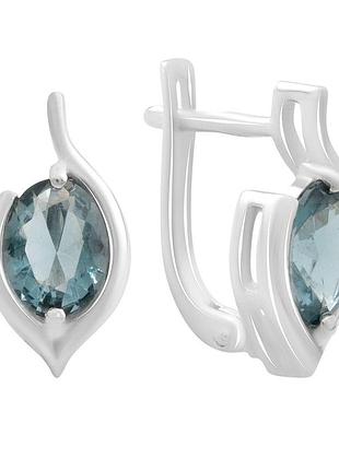 Срібні сережки komilfo з топазом лондон блю 1.65ct (2188681)