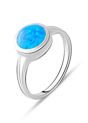 Срібне кільце komilfo з опалом 0.8ct, вага виробу 2,62 г (2075028) 17.5 розмір