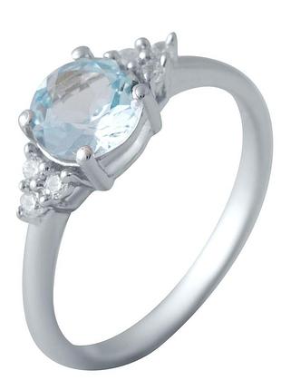 Срібне кільце komilfo з натуральним топазом 1.794ct, вага виробу 3,11 г (2018612) 18 розмір 2.76, 17.5