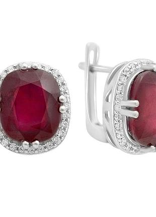 Серебряные серьги komilfo с натуральным рубином 15.848ct (2153108)