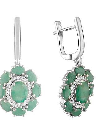 Серебряные серьги komilfo с натуральным изумрудом 6.32ct (2106708)