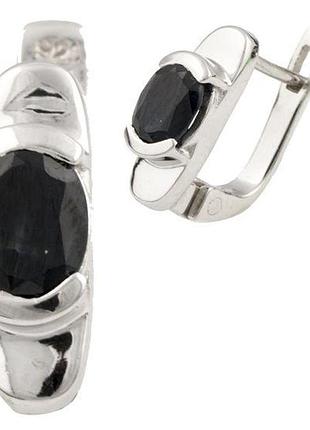Серебряные серьги komilfo с натуральным сапфиром (0467146)