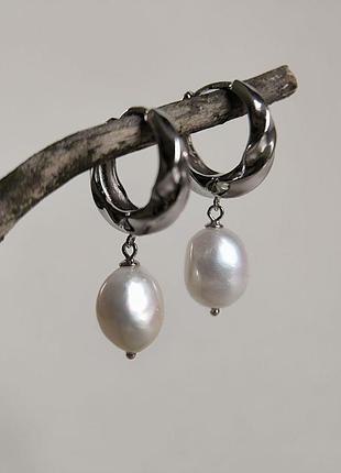 Серебряные серьги komilfo с натуральным жемчугом барочным (2183631)