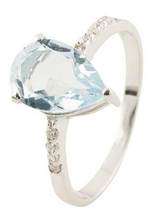 Серебряное кольцо komilfo с натуральным топазом 2.162ct, вес изделия 2,53 гр (0513607) 17 размер