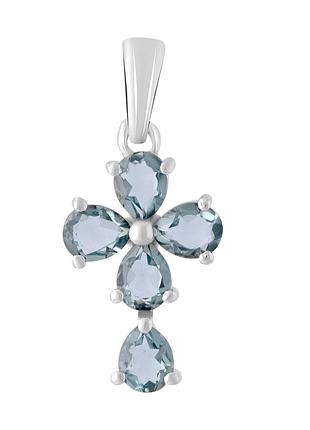Срібний хрестик komilfo з топазом лондон блю 1.445ct (2106982)