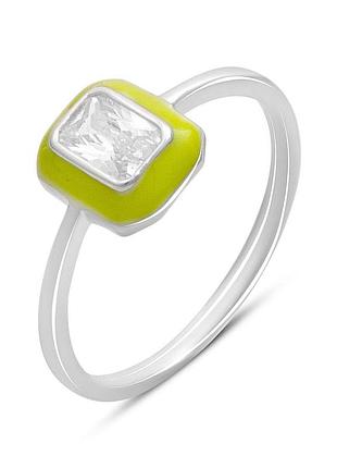 Серебряное кольцо komilfo с фианитами, емаллю, вес изделия 1,73 гр (60002239) 17 размер