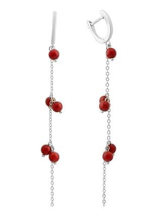 Серебряные серьги komilfo с кораллом (2147121)