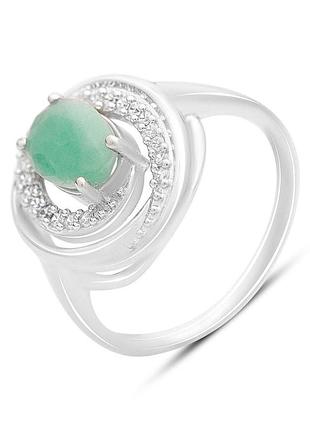 Серебряное кольцо komilfo с натуральным изумрудом 1.35ct, фианитами, вес изделия 4,02 гр (2161974) 18 размер