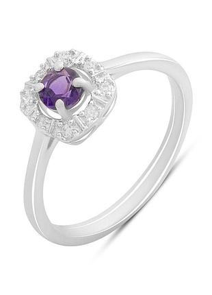 Серебряное кольцо komilfo с натуральным аметистом 0.345ct, вес изделия 1,92 гр (2189176) 17 размер