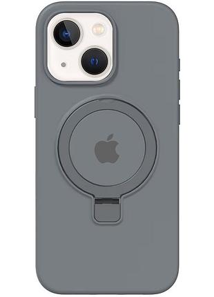 Чохол silicone case full protective with ring для apple iphone 15 (6.1") grey