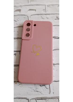 Чехол для samsung galaxy s22 (розовый с сердцем)