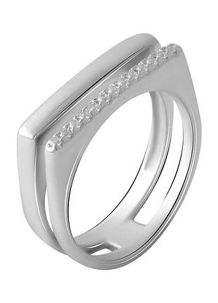 Серебряное кольцо komilfo с фианитами, вес изделия 4,47 гр (2067856) 16.5 размер