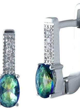Серебряные серьги komilfo с мистик топазом 0.726ct, фианитами (1913161)