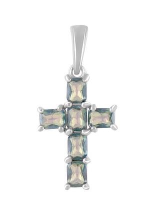 Срібний хрестик komilfo з містик топазом 2.05ct (2085041)