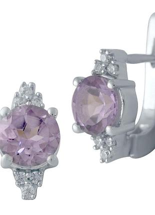Серебряные серьги komilfo с натуральным аметистом 2.585ct (1636459)