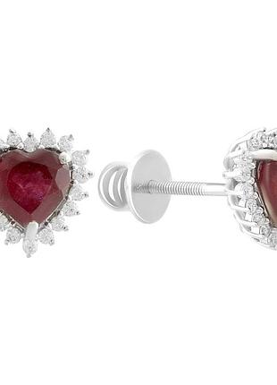 Серебряные серьги komilfo с натуральным рубином 2.867ct (2187981)
