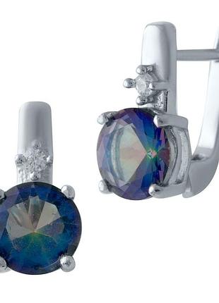Срібні сережки komilfo з містик топазом 3.94ct (2024910)