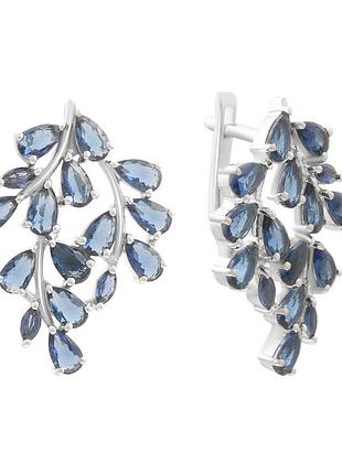 Серебряные серьги komilfo с сапфиром nano 4.31ct (2195221)