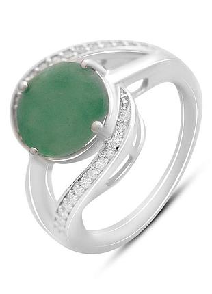 Серебряные серьги komilfo с натуральным изумрудом, фианитами (2172475)