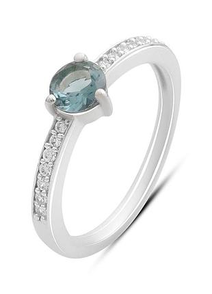 Серебряное кольцо komilfo с топазом лондон блю 0.556ct, вес изделия 2,11 гр (2196112) 18 размер