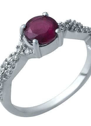 Срібне кільце komilfo з натуральним рубіном 1.652ct, вага виробу 2,1 г (1930199) 18 розмір 2.06, 17"