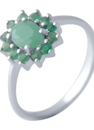 Серебряное кольцо komilfo с натуральным изумрудом 1.292ct, вес изделия 2,12 гр (2043386) 17.5 размер