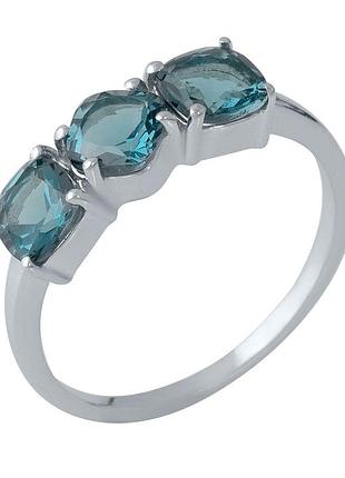 Серебряное кольцо komilfo с топазом лондон блю 1.361ct, вес изделия 1,98 гр (1988473) 17 размер