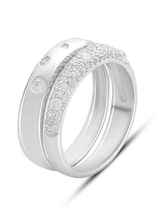 Серебряное кольцо komilfo с фианитами, вес изделия 6 гр (2184522) 18.5 размер