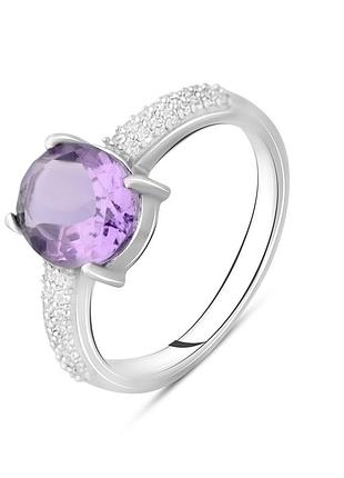 Серебряное кольцо komilfo с натуральным аметистом, вес изделия 3,15 гр (2105961) 18 размер