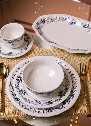 Столовий набір vintage elegant посуду тарілок і чашок 32 предмети на 6 персон vintage порцеляновий