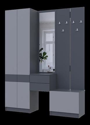 Прихожая doros сола графит/серый дсп/зеркало 165х40х215 (42005146)