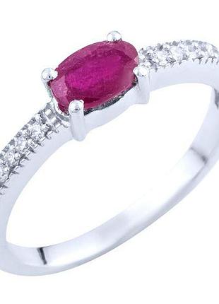 Серебряное кольцо komilfo с натуральным рубином 0.702ct, вес изделия 2,02 гр (1763087) 18 размер 1.96, 17.5
