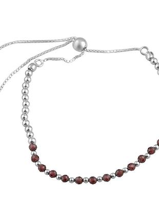 Срібний браслет komilfo з натуральним гранатом 13.62ct, вага виробу 4,28 г (2129011) adjustable розмір