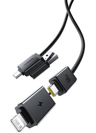 Дата кабель baseus versatile two-for-two usb/type-c to type-c/lightning 60w (0.6m) (p10383000) cosmic black 4