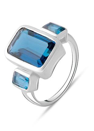 Серебряное кольцо komilfo с топазом лондон блю 6.78ct, вес изделия 5,81 гр (2072461) 18 размер 6.85, 17.5