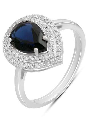 Серебряное кольцо komilfo с сапфиром nano 2.221ct, фианитами, вес изделия 3,54 гр (2194958) 17 размер