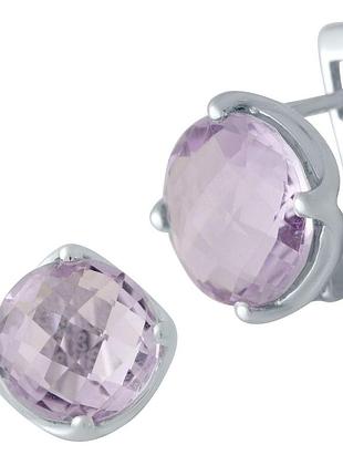 Срібні сережки komilfo з натуральним аметистом 10.163ct (2043003)