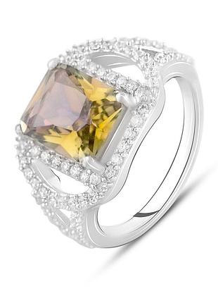 Серебряное кольцо komilfo с натуральным цитрином nano 3.577ct, топазом белым, вес изделия 4,1 гр (2122913) 16 размер