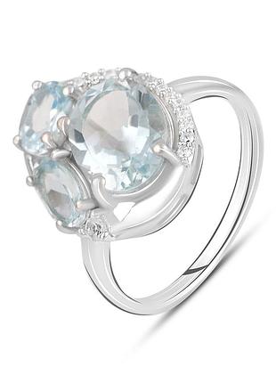 Серебряное кольцо komilfo с натуральным топазом 7.046ct, вес изделия 3,79 гр (2129608) 18 размер 3.55, 17.5