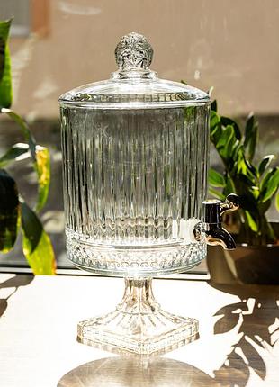Лимонадница с краном vintage стеклянная 4.5 л диспенсер для напитков 20*40см прозрачный