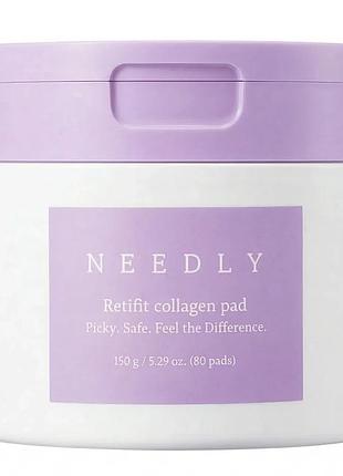 Тонер-педы с коллагеном для увлажнения и упругости needly retifit collagen pad, 80 шт