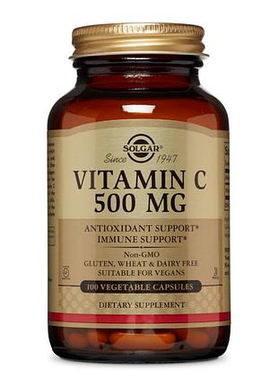 Витамин c, 500 мг, vitamin c, 500 mg, solgar, 100 вегетарианских капсул