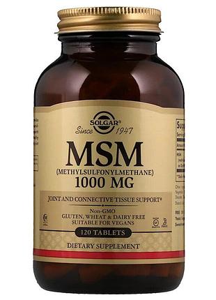 Сера, 1000 мг, msm (methylsulfonylmethane), solgar, 120 таблеток