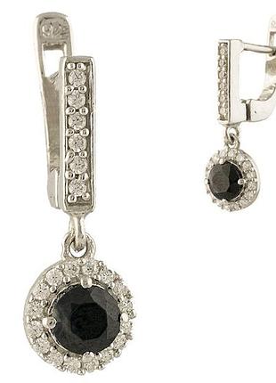 Срібні сережки високої якості з натуральним сапфіром 2.086ct (1236604)