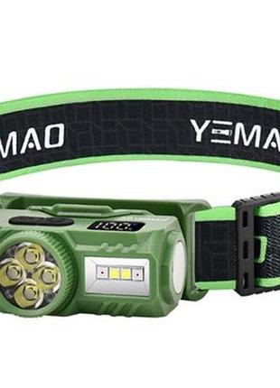 Налобный фонарь yemao ym‐t614 яркий легкий с usb‐c зарядкой