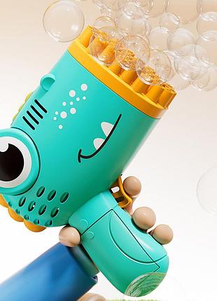 Пистолет для мыльных пузырей dinosaur bubble gun с насадкой на 40 отверстий 50ml green