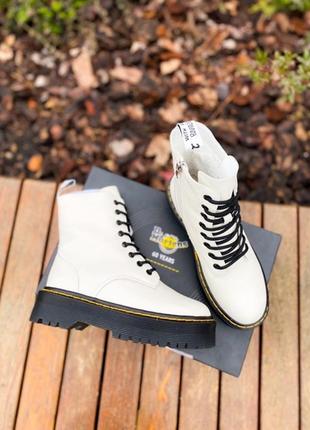 Черевики dr.martens jadon "white/black premium(fur) замок ☑ черевики зимові з хутром