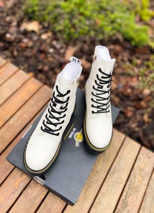 Черевики dr.martens jadon "white/black premium(fur) замок ☑ черевики зимові з хутром2 фото