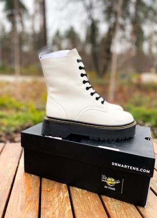 Черевики dr.martens jadon "white/black premium(fur) замок ☑ черевики зимові з хутром3 фото